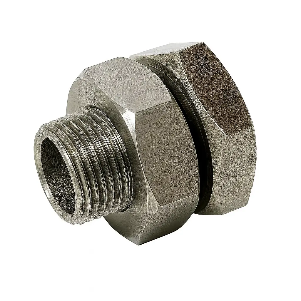 Stainless Steel Bulkhead for Misting Pump – 3/8 Inch Male x 1/4 Inch Female x 1/8 Inch Female NPT