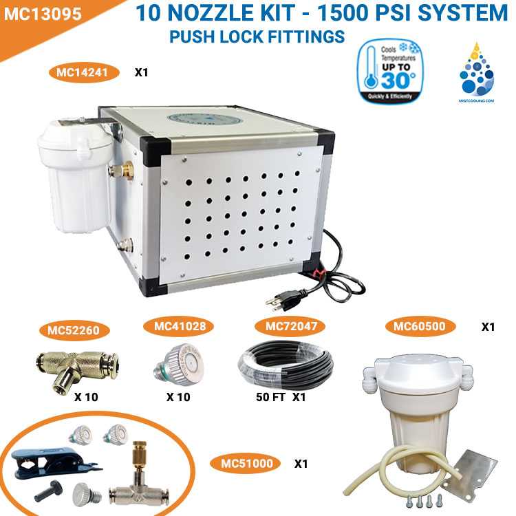 1500 PSI Standard Misting Package - Flexible Tubing - Free Smartphone Controller