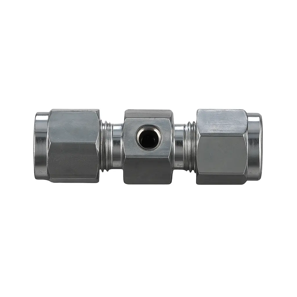 1/4 INCH COMPRESSION TEE 10/24 THREAD -NICKEL PLATED