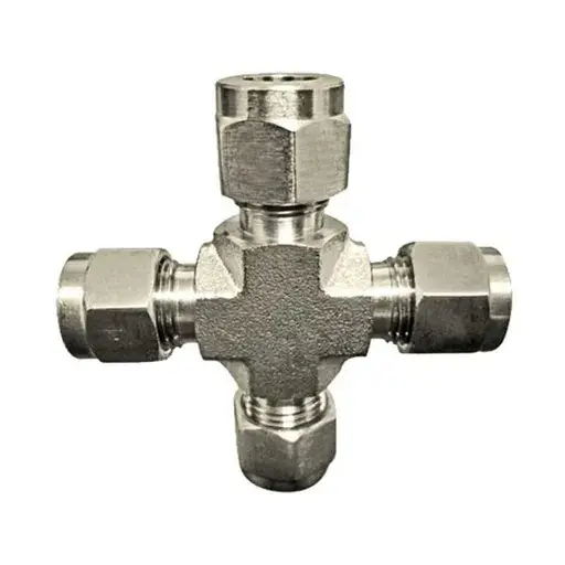 [MC56320] 3/8 Inch Cross Four-Way Compression Fitting – High-Pressure Connector