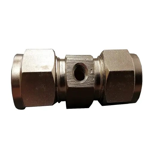 [MC59320] Stainless Steel Compression Tee - 3/8 Inch with 10/24 Nozzle Thread - Stainless Steel Parts | Stainless Steel Fittings