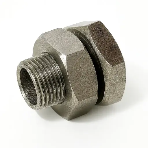 [MC60340] Bulkhead 3/8 Inch Male x 1/4 Inch Female x 1/4 Inch Female NPT - Stainless Steel