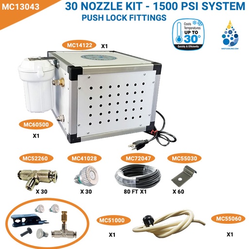 1500 PSI  Premium Misting System - Flexible Tubing -  Free Smartphone Controller