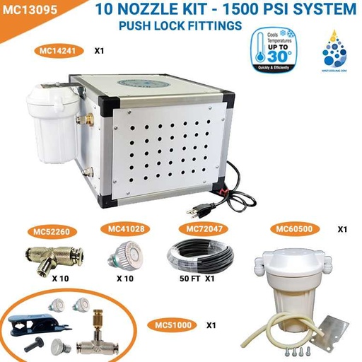 1500 PSI Standard Misting Package - Flexible Tubing - Free Smartphone Controller